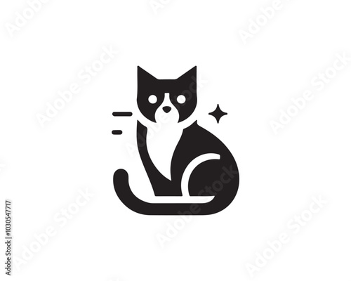 black and white cat vector