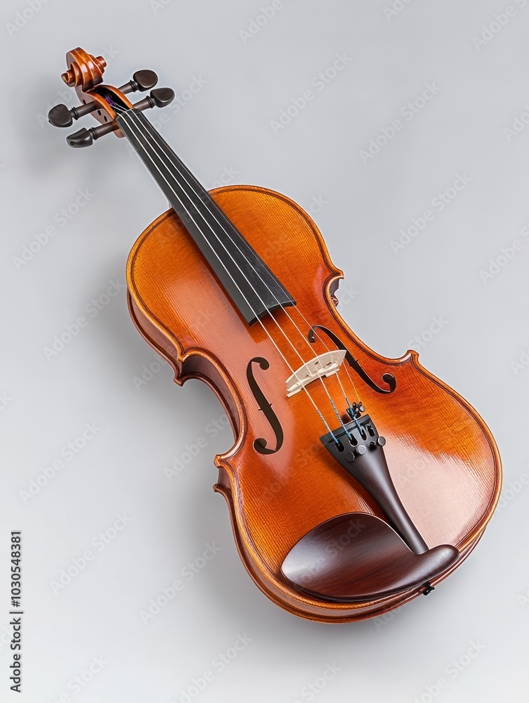 Fototapeta premium Violin with Shiny Varnish and Golden Bridge