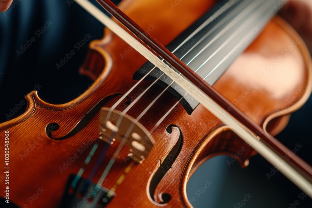 Violin with Shiny Varnish and Golden Bridge Violin with Shiny Varnish and Golden Bridge