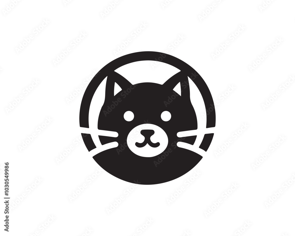 Fototapeta premium Cat head logo. Cat head icon. Cat face logo. Silhouette simple. Flat style. Black cat face icon logo. Logo design template. Vector illustration. Animal logotype concept.