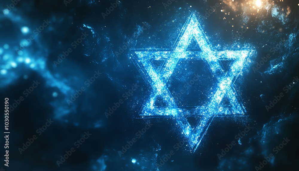 Star of David shining in the sky with a minimalistic glow, a symbol of peace and prayer for Israel in the night Star of David shining in the sky with a minimalistic glow, a symbol of peace and prayer for Israel in the night