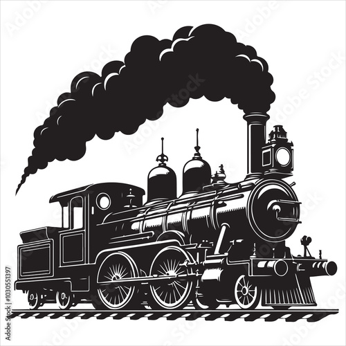 Freight Carrier Cargo Train Silhouette Art  , black colour vactor 