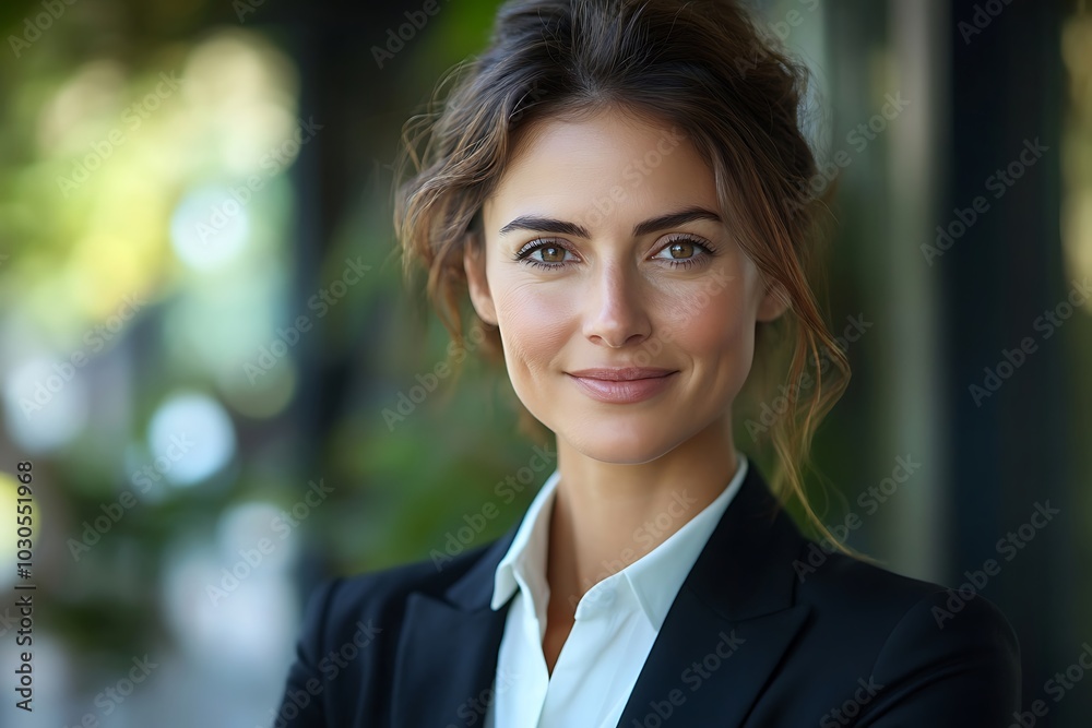 Elegant Businesswoman Headshot - Natural Light Outdoors Elegant Businesswoman Headshot - Natural Light Outdoors