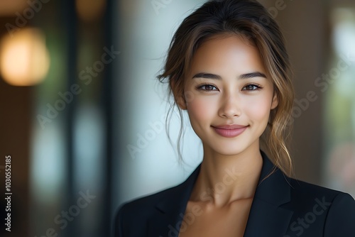 Elegant Woman Executive with Blue Eyes in a Business Portrait