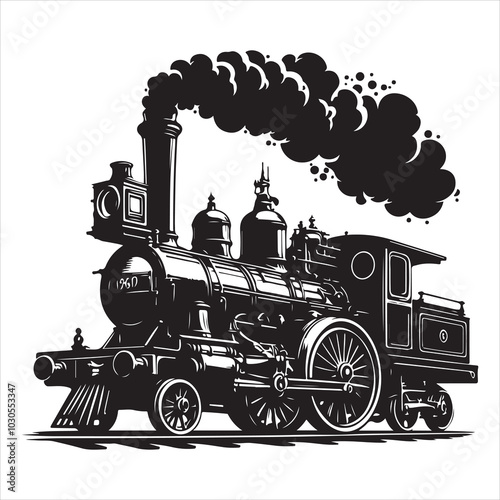 Freight Carrier Cargo Train Silhouette Art  , black colour vactor 