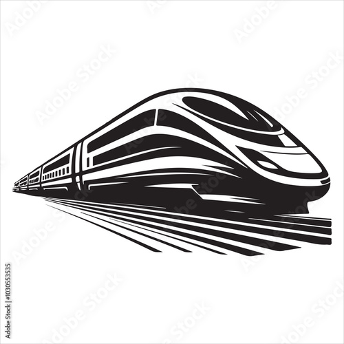 Freight Carrier Cargo Train Silhouette Art  , black colour vactor 