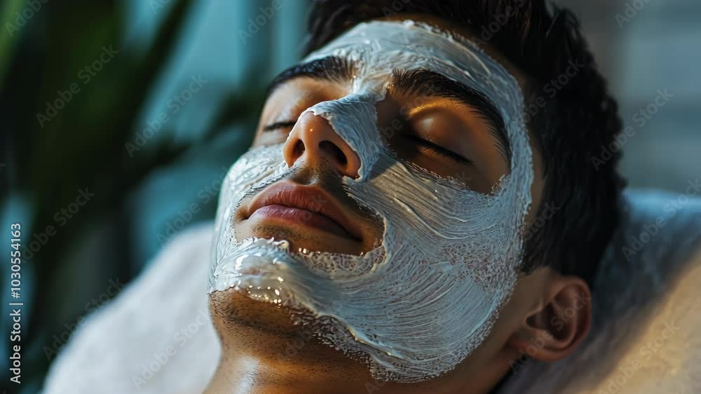 A man relaxes with a face mask on during a spa treatment