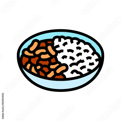 rice and beans vegan food color icon vector. rice and beans vegan food sign. isolated symbol illustration