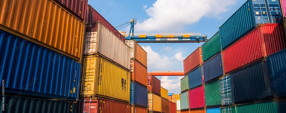 Fototapeta premium Colorful shipping containers in a port.