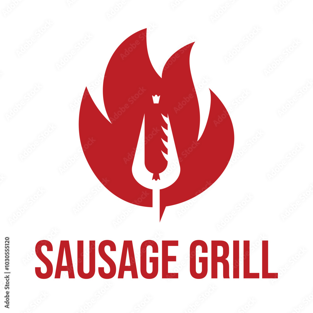 sausage grill flat minimalist logo design sausage grill flat minimalist logo design