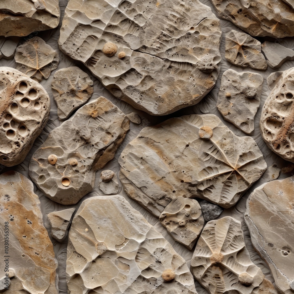 Seamless fossil texture. Image of ancient fossil stones Seamless fossil texture. Image of ancient fossil stones