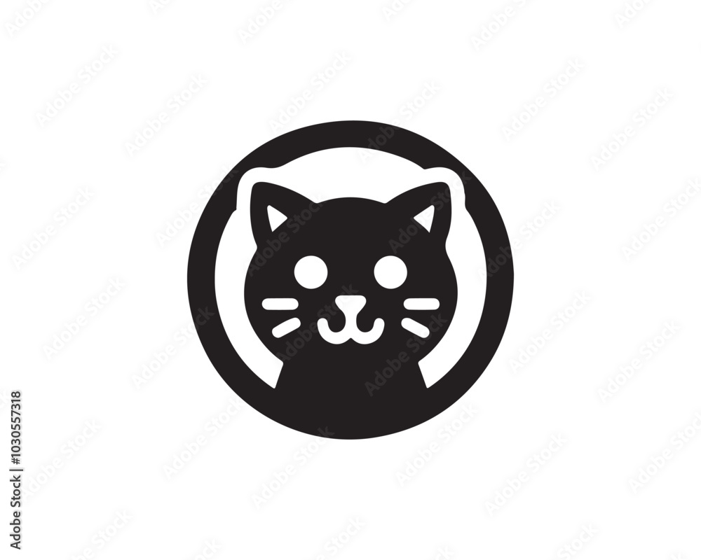 Fototapeta premium Cat head logo. Cat head icon. Cat face logo. Silhouette simple. Flat style. Black cat face icon logo. Logo design template. Vector illustration. Animal logotype concept.