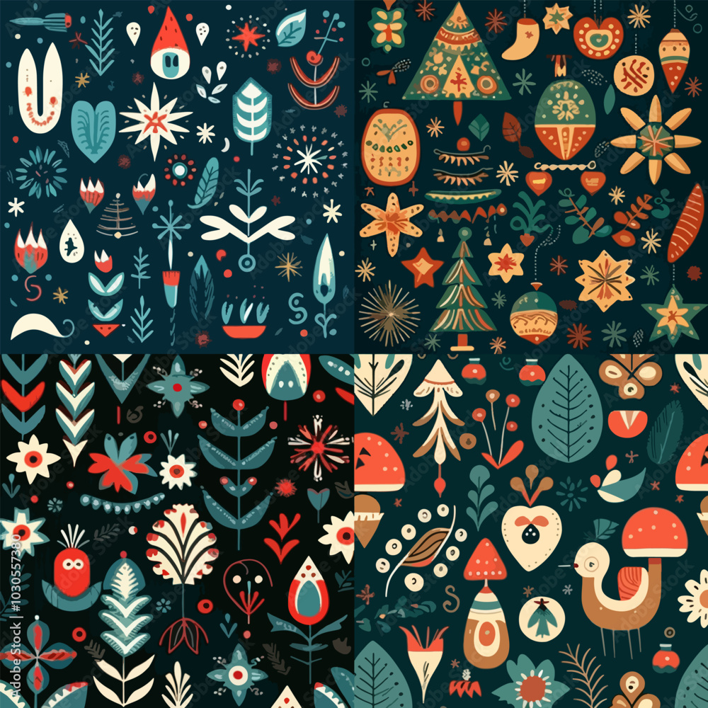 Naklejka premium A collection of four different Christmas