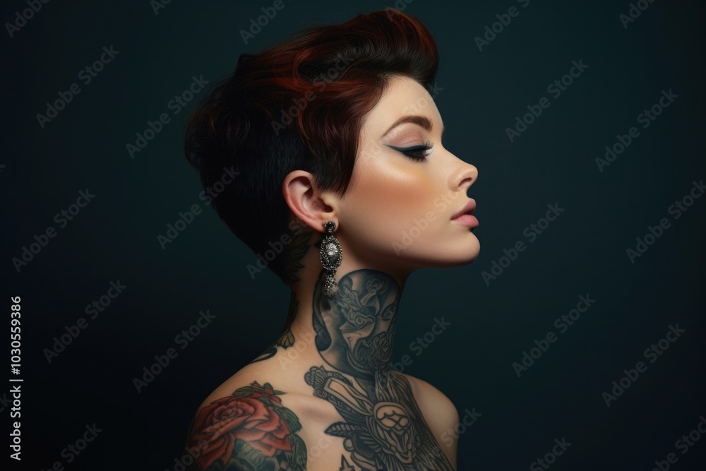 Fototapeta premium Tattoo looking adult woman.