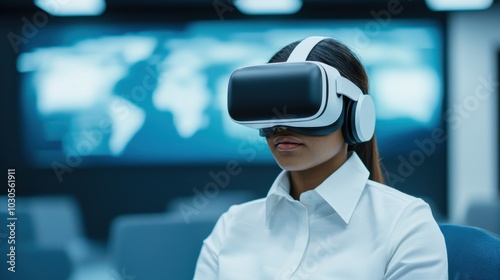 Person using virtual reality headset. photo