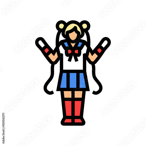 manga cosplay female color icon vector. manga cosplay female sign. isolated symbol illustration