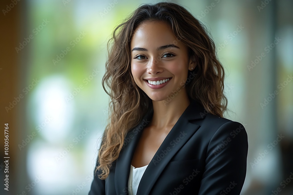 Smiling Businesswoman in Blazer Modern Workplace Headshot Smiling Businesswoman in Blazer Modern Workplace Headshot
