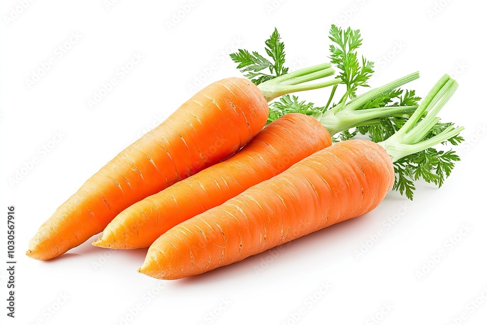 Three Fresh Carrots isolated on white background. Clipping path Three Fresh Carrots isolated on white background. Clipping path