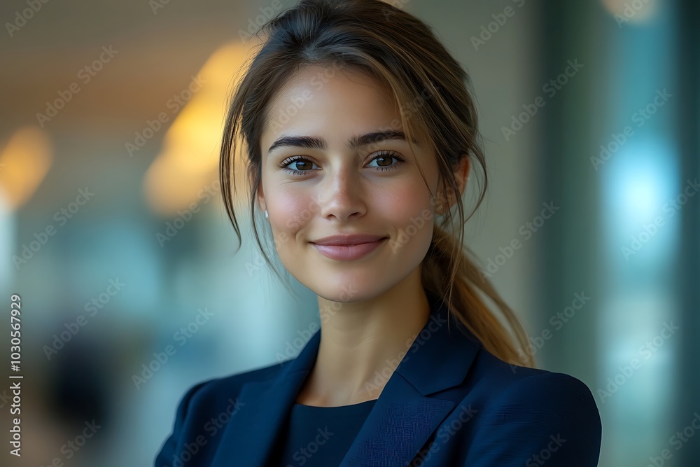 Smiling Businesswoman in Blue Blazer for Corporate Headshot Smiling Businesswoman in Blue Blazer for Corporate Headshot