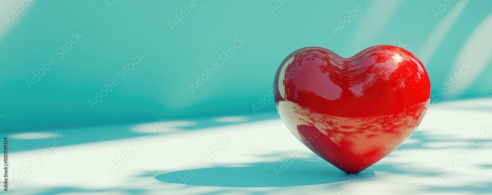 Fototapeta premium Vibrant Heart in a Calm Blue Atmosphere of Love