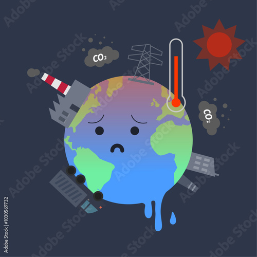 Polluted Earth Elements Flat Design