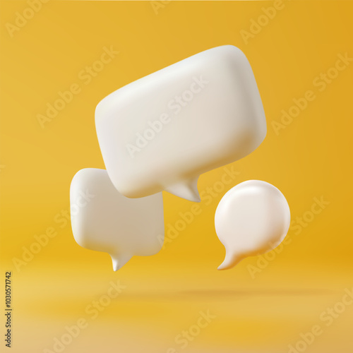 3d speech bubbles isolated on yellow(pink) background. Realistic 3d vector illustration.