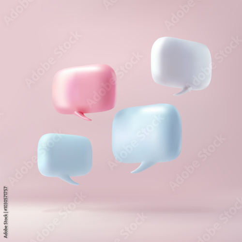 3d speech bubbles isolated on yellow(pink) background. Realistic 3d vector illustration.