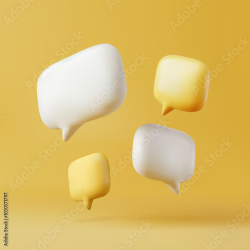 3d speech bubbles isolated on yellow(pink) background. Realistic 3d vector illustration.