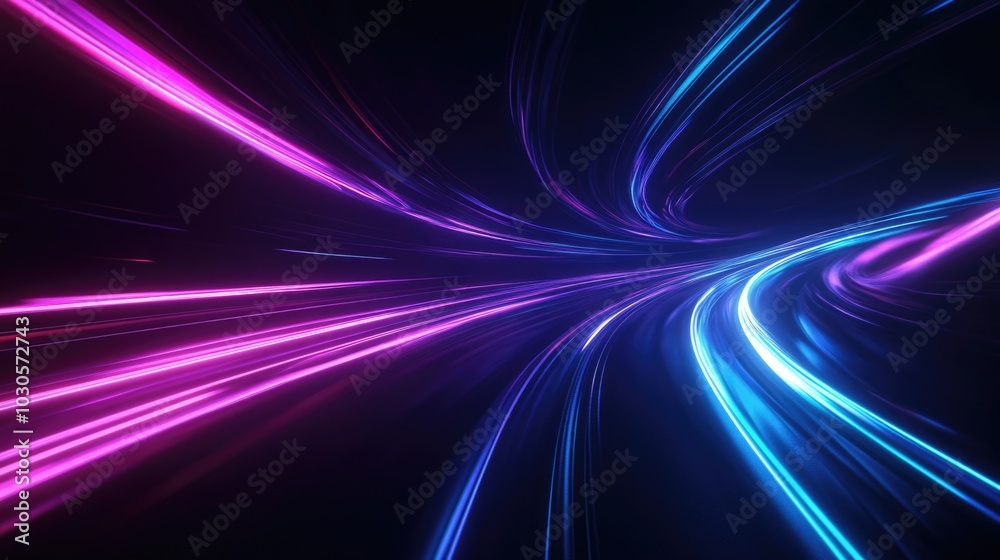 Abstract background with blue and purple glowing neon lines. Abstract background with blue and purple glowing neon lines.
