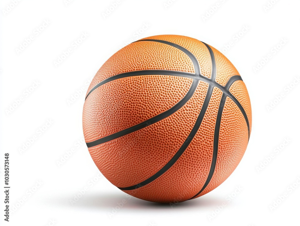 High-quality image of a classic orange basketball with detailed texture, perfect for sports-themed projects and designs.