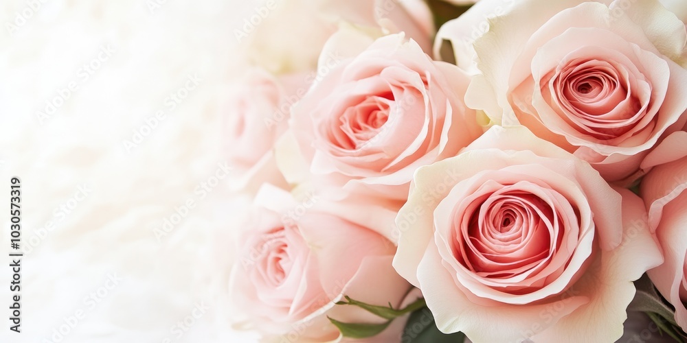 Obraz premium Wedding Invitation with Pale Pink Roses and Soft Tones
