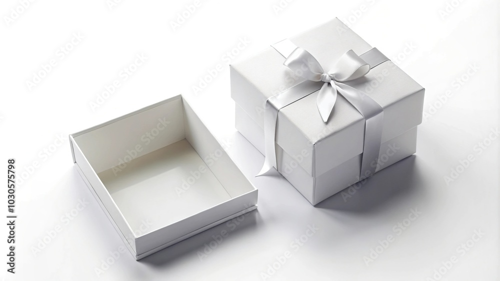 High angle white square gift box mockup High angle white square gift box mockup
