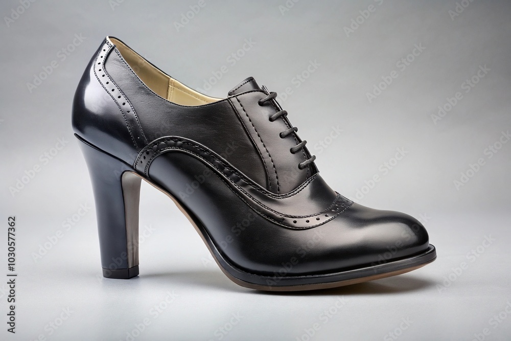 High heel oxford shoe silhouette isolated on gray background High heel oxford shoe silhouette isolated on gray background