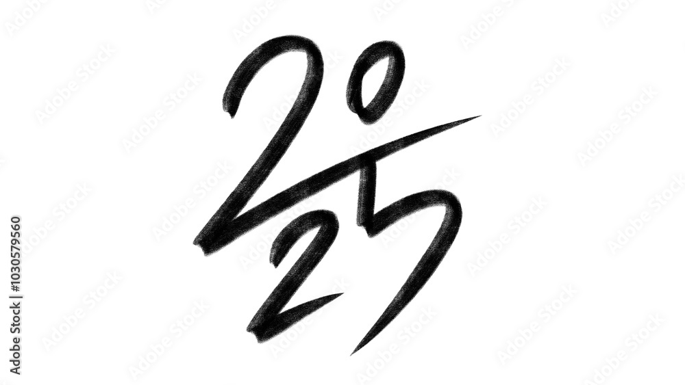 2025 hand drawn design for Happy New Year poster, Brochure design template 2025 hand drawn design for Happy New Year poster, Brochure design template