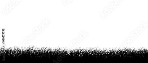 Grass black silhouette vector illustration on transparent background.