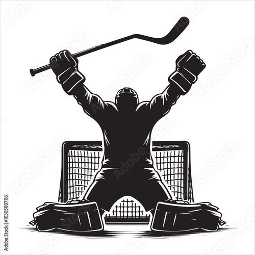Hockey Stick Mastery Silhouette of a Player Striking  , black colour vactor 