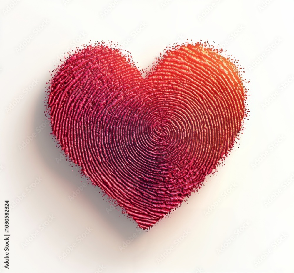 Unique heart shape created from vibrant fingerprint patterns showcasing love and individuality Unique heart shape created from vibrant fingerprint patterns showcasing love and individuality
