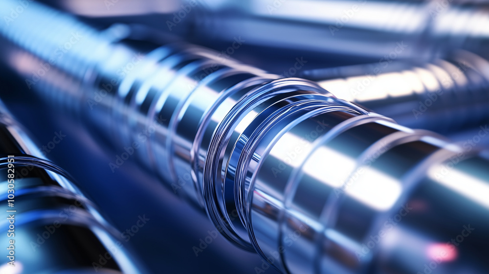 A close-up shot of shiny metallic ventilation ductwork, showing the intricate joints and bends, perfect for illustrating air conditioning installations in home improvement projects A close-up shot of shiny metallic ventilation ductwork, showing the intricate joints and bends, perfect for illustrating air conditioning installations in home improvement projects