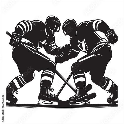 Hockey Stick Mastery Silhouette of a Player Striking  , black colour vactor 