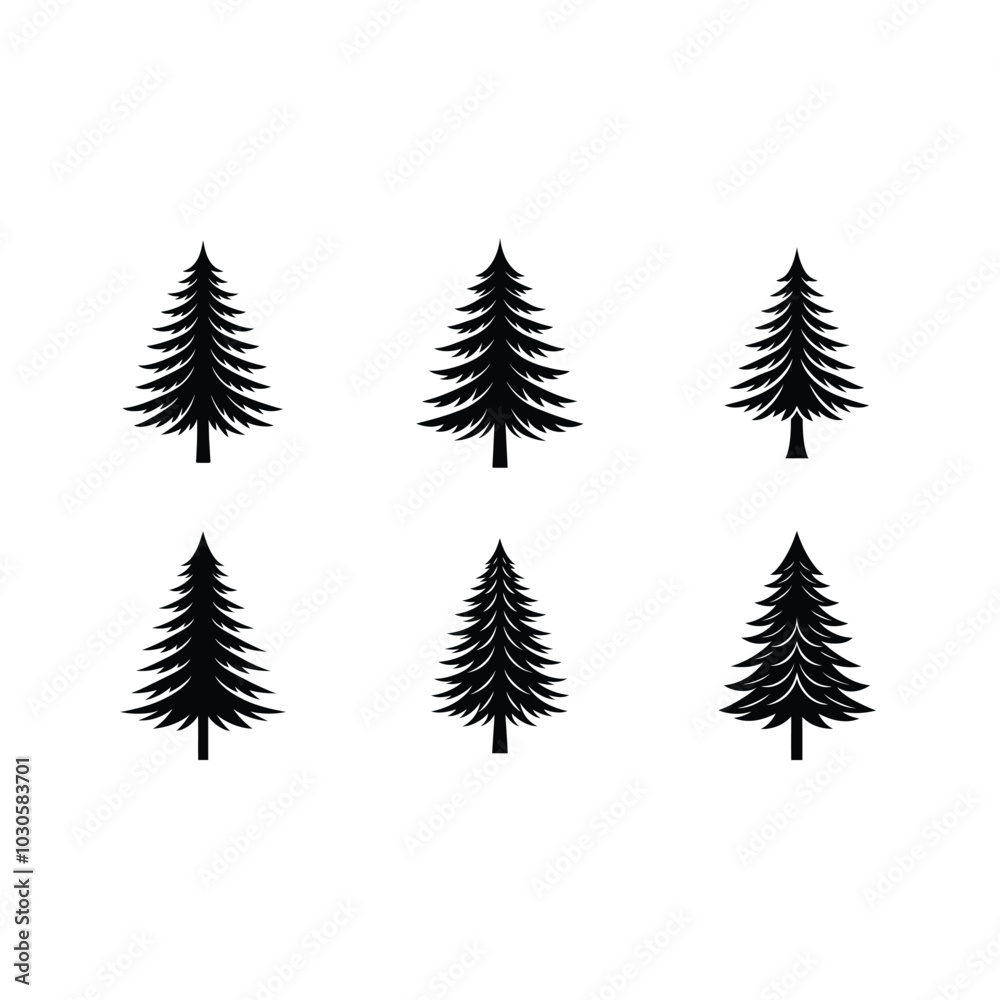 Fototapeta premium Pine Tree Generative AI Vector and Line Art Design Illustration