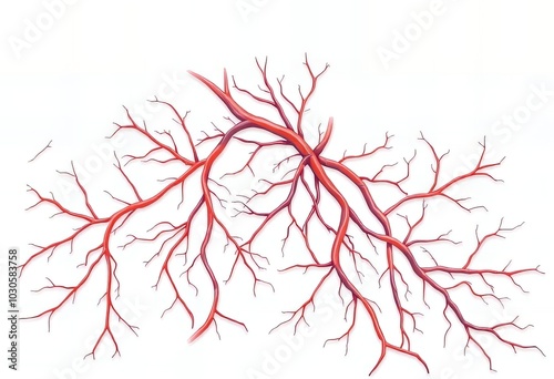 a close up of a drawing of a branch with red blood.