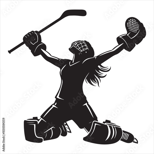 Hockey Stick Mastery Silhouette of a Player Striking  , black colour vactor 