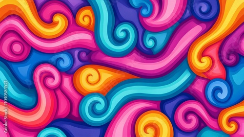 Abstract background with colorful swirling lines and swirls.