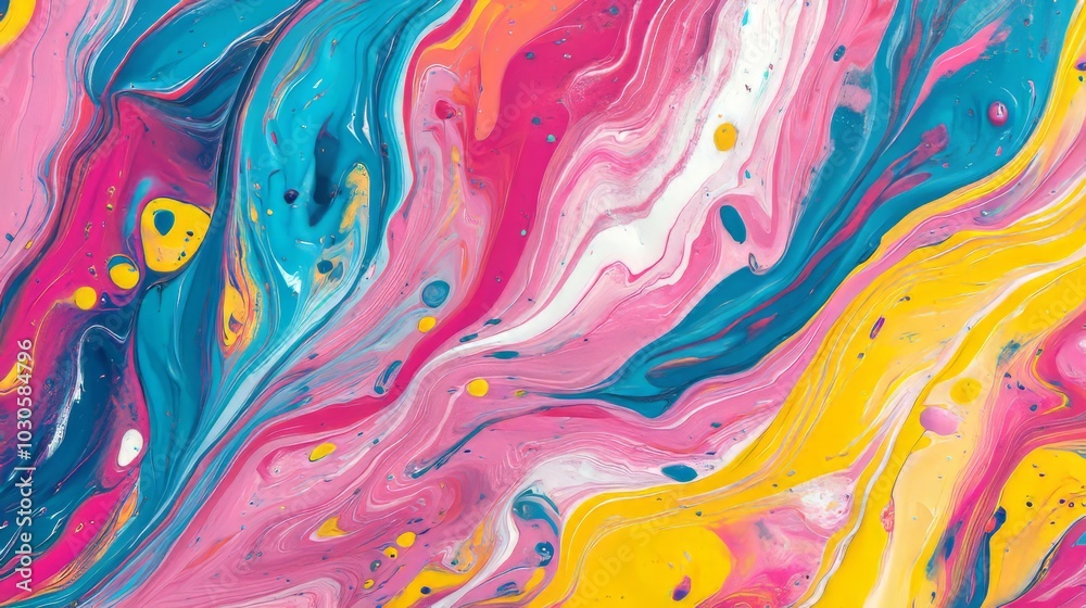 Abstract colorful paint swirls background.