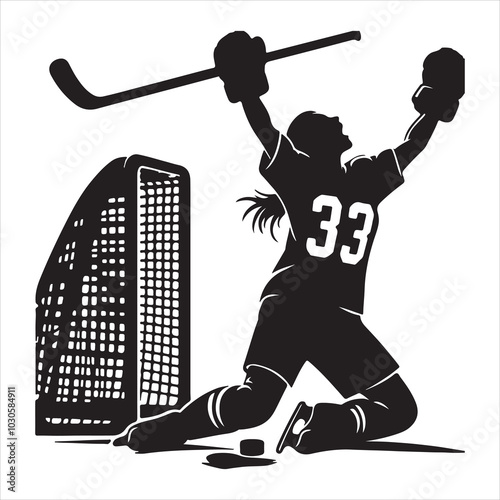 Hockey Stick Mastery Silhouette of a Player Striking  , black colour vactor 