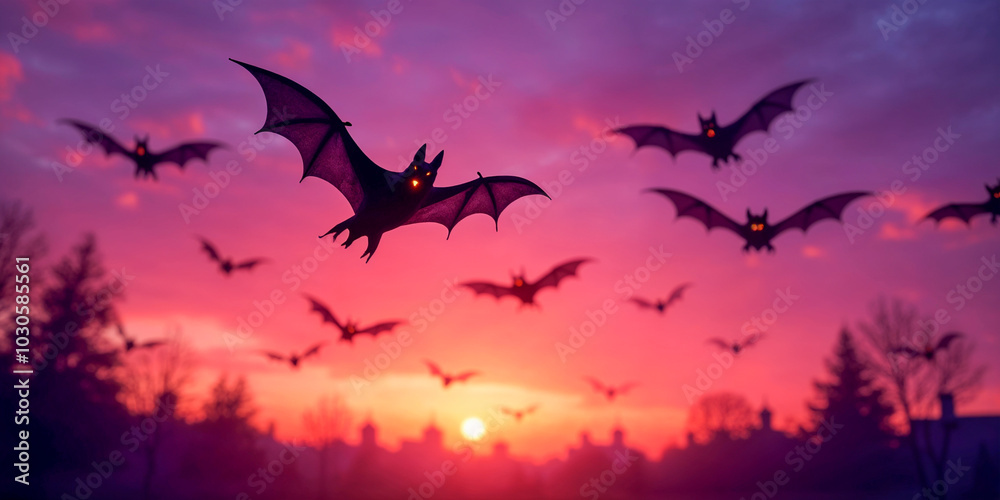 Bats Flying Across a Halloween Sky Bats Flying Across a Halloween Sky