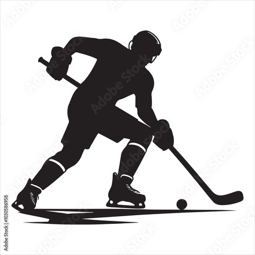 Hockey Stick Mastery Silhouette of a Player Striking  , black colour vactor 