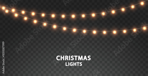 The Christmas garlands are available in a transparent vector PNG format. This set of Christmas glowing garlands is suitable for use in advertising invitations, web banners and postcards. 