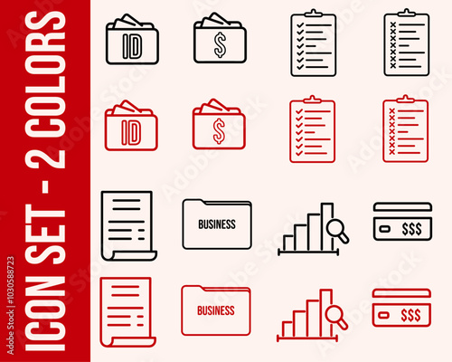 Ensemble d'icônes, finance, banque, affaires, stratégie, illustration vectorielle