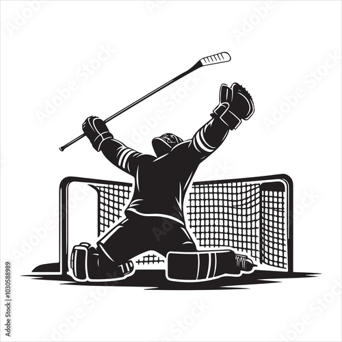 Hockey Stick Mastery Silhouette of a Player Striking  , black colour vactor 